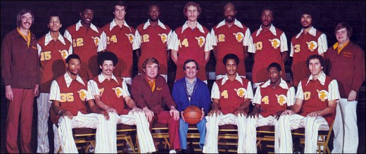 Top Row (Left to Right): Jimmy Rodgers (Assistant Coach), Chuckie Williams, Jim Brewer, John Lambert, Jim Chones, Luke Witte, Nate Thurmond, Campy Russell, Rowland Garrett, Charlie Strasser (Trainer) Bottom Row (Left to Right): Jim Cleamons, Bobby "Bingo" Smith, Bill Fitch (Head Coach/General Manager), Nick Mileti (President), Austin Carr, Foots Walker, Dick Snyder