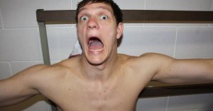 Mozgov practicing primal screaming to get relaxed for the game tonight. 